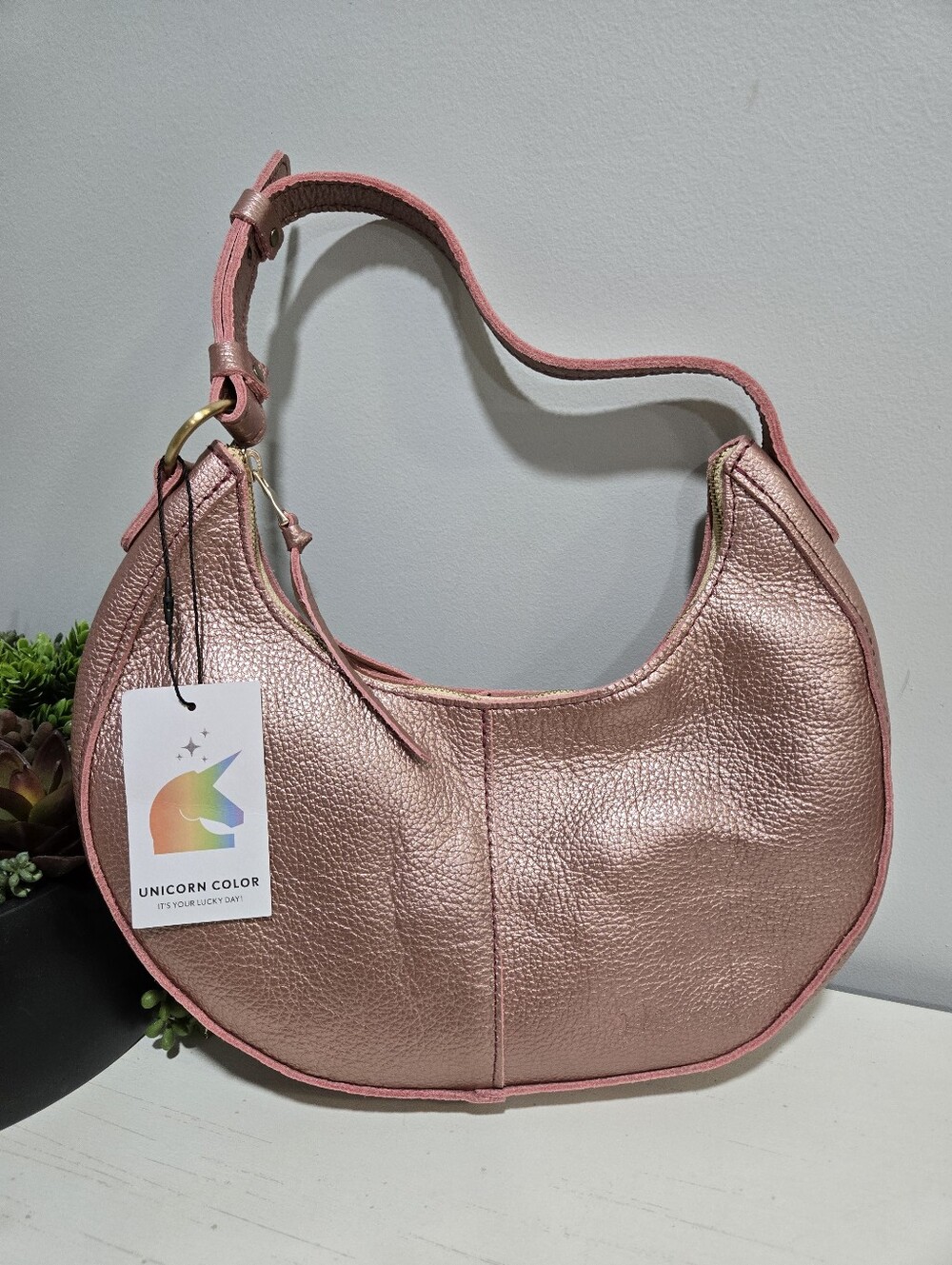 Unicorn Supernova Pink a rose gold metallic Nora! Portland Leather Goods NWT